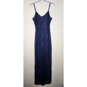 Vintage Rocket Candy Womens Medium Blue Whimsigoth Floral Shiny Dress